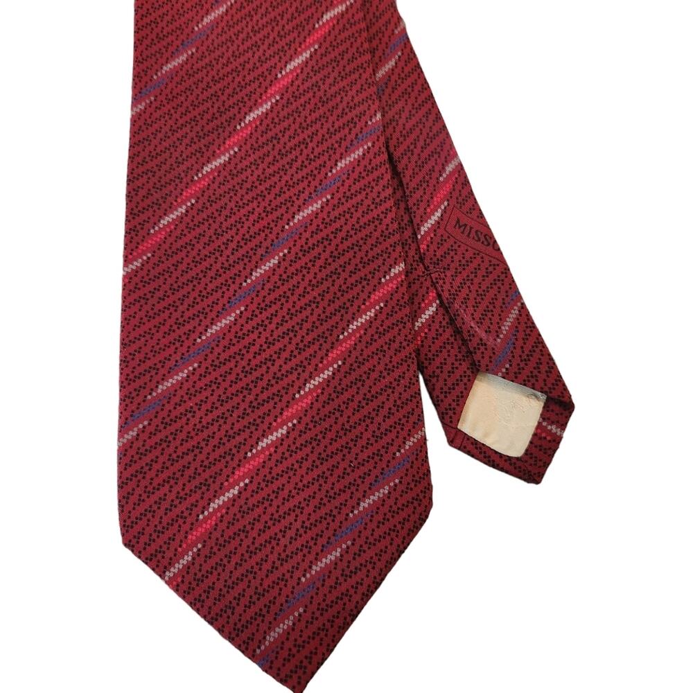 Missoni Tie 100% Silk Necktie Burgundy - Picture 2 of 5